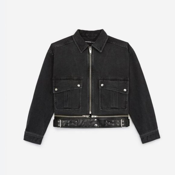 THE KOOPLES Denim Jacket With Leather-Effect Belt